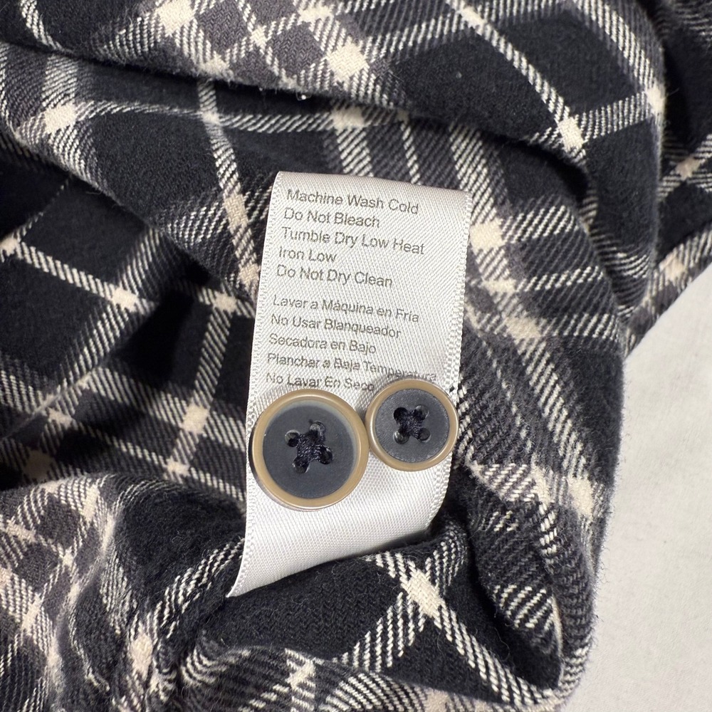 Jachs NY Mens Black White Plaid Thick Cotton Flannel Shirt Long Sleeve Button Up - Picture 14 of 16